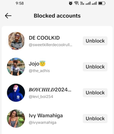 effacer ma liste de blocage TikTok 2