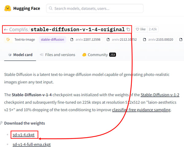 Downloading stable diffusion checkpoint