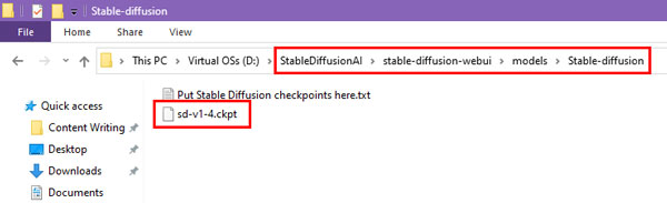 Copy the predefined model to the stable diffusion folder