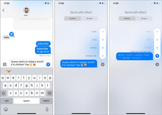 tinta tak terlihat melalui iMessage