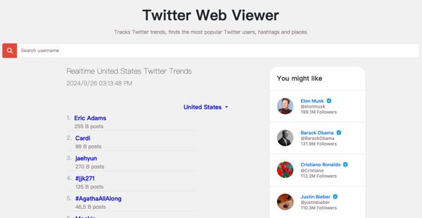 visualizzatore web di twitter