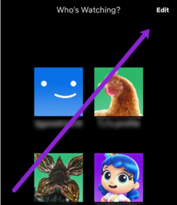 haga clic en el ícono Editar en Netflix con iPhone