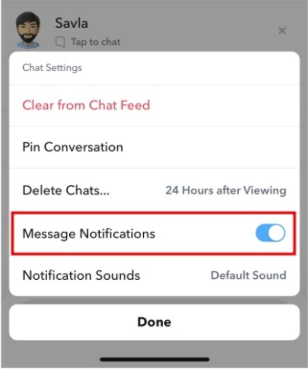 Turn off message notifications