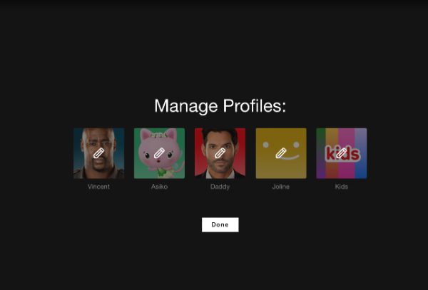 Tippen Sie auf Netflix auf „Profile verwalten“.