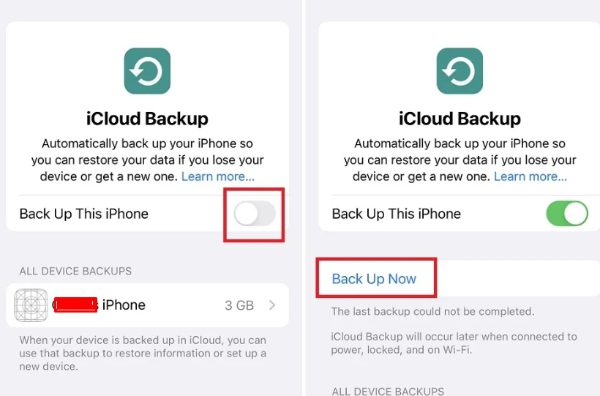 Sync device to iCloud