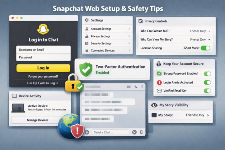 웹에서 스냅챗에 접속하는 방법: 기능, 설정 및 안전 수칙