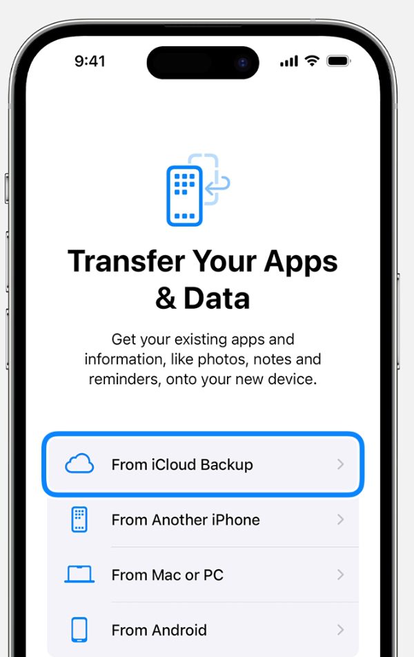 Go to Restore from iCloud Backup