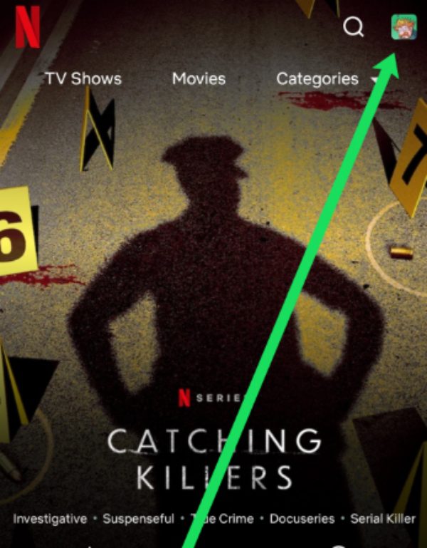 click on the profile Icon on Netflix with Android phone