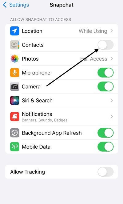 Disable access to your contacts