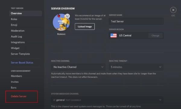 Jak odstranit Discord server na ploše 3