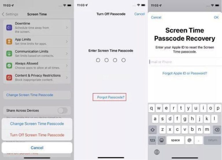 How to change the Screen Time passcode?