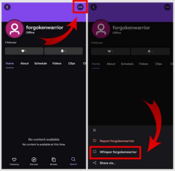 Flüstere in der Twitch-App