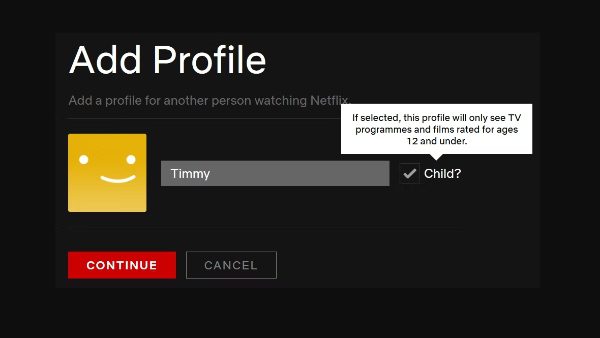 create Child's profile