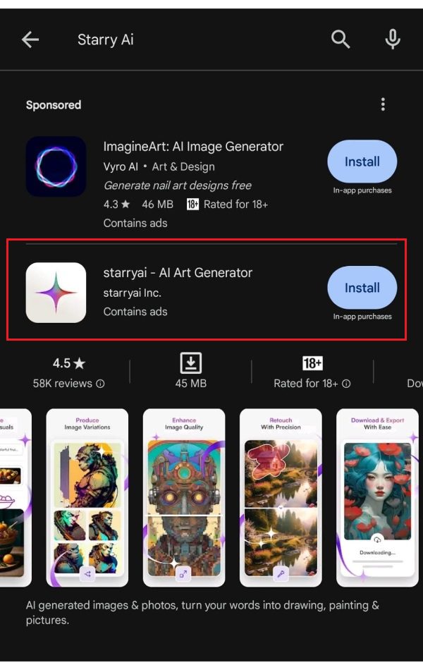 instalirajte Starry AI