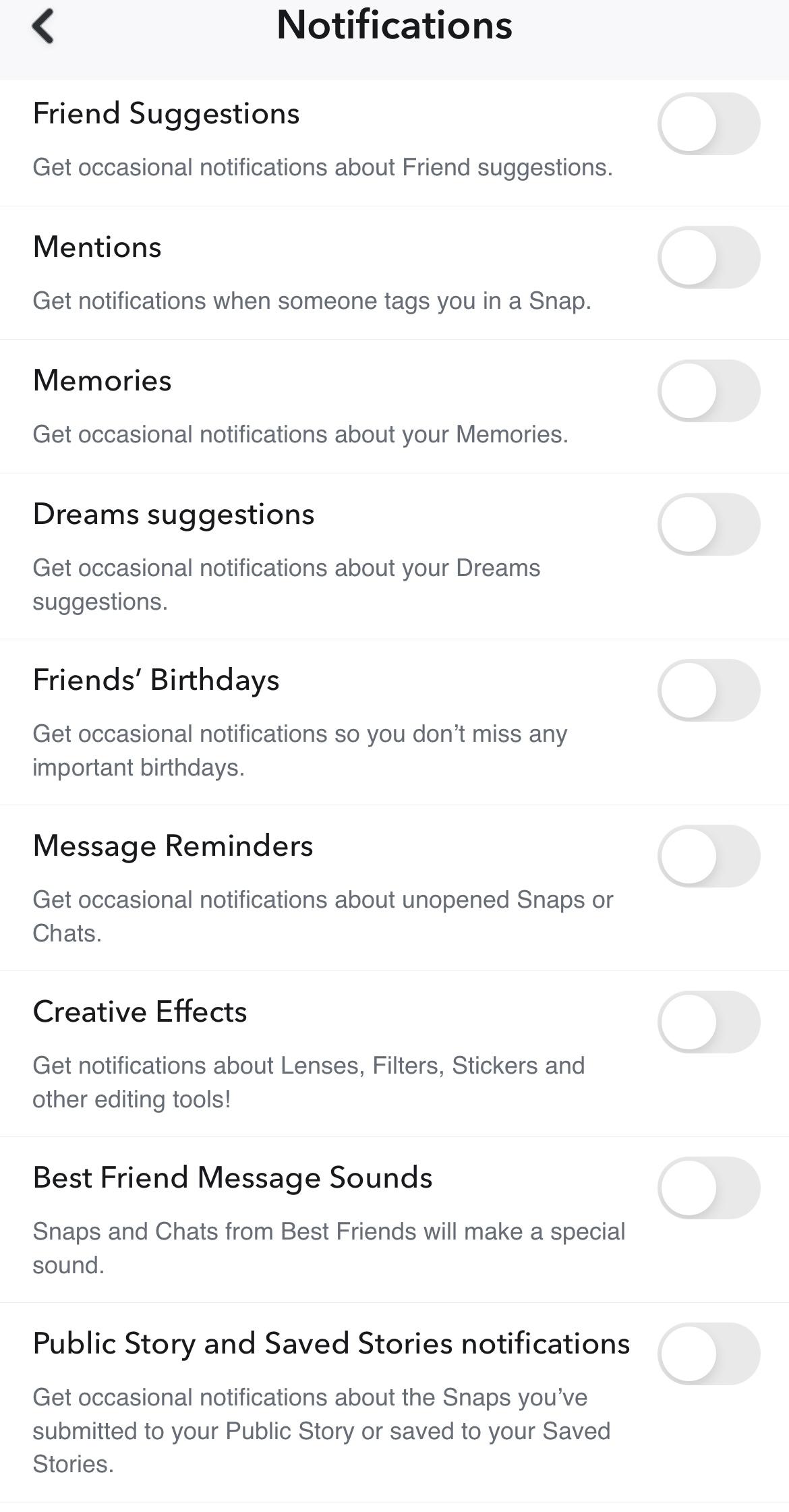 désactiver notifications de Snapchat