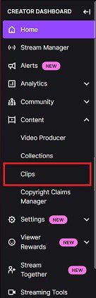 Click on Clips on Twitch