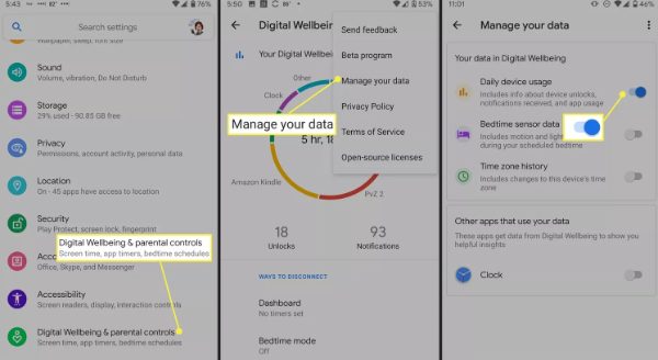 enable Digital Wellbeing to check screen time