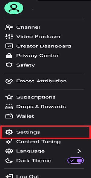 click on settings on Twitch