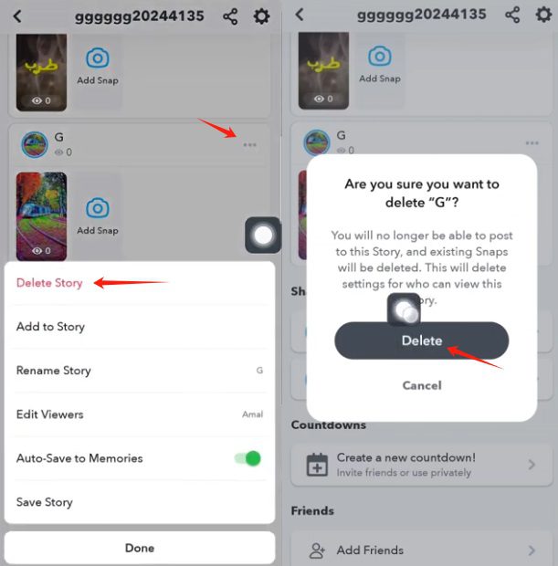 delete a private story on Snapchat