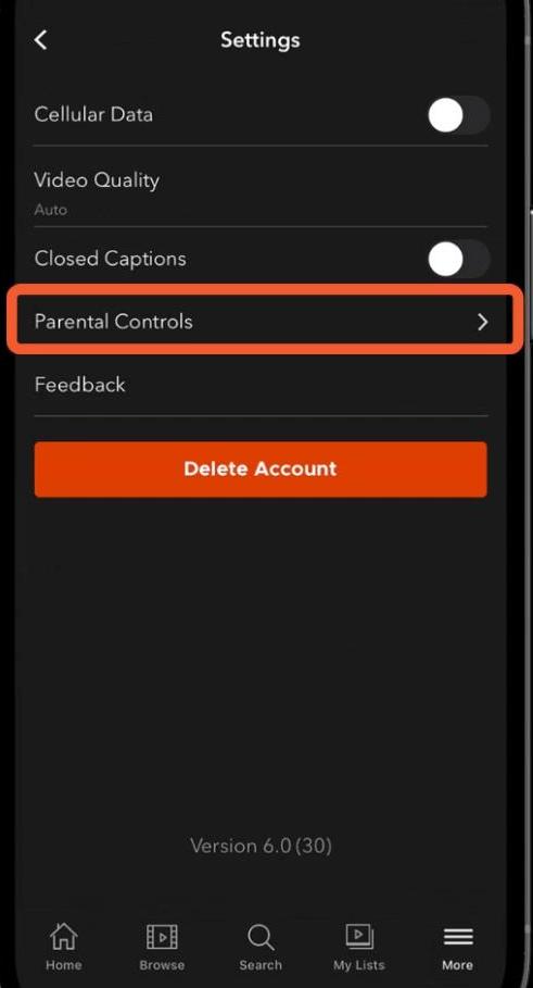 option of Parental Controls