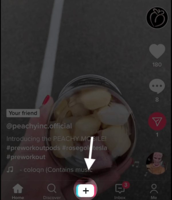 toca el signo “+” en TikTok