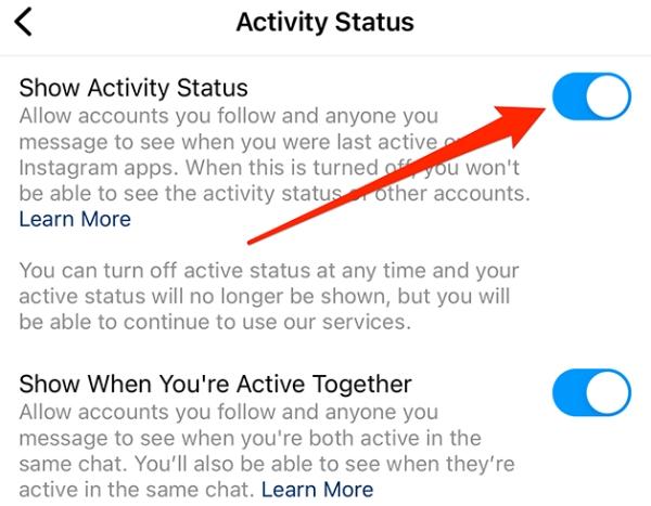 activar el estado de actividad en Instagram