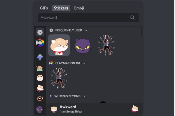 Discord çıkartması göndermeyi seçin