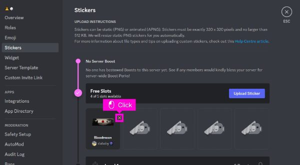 Discord çıkartmasını silme