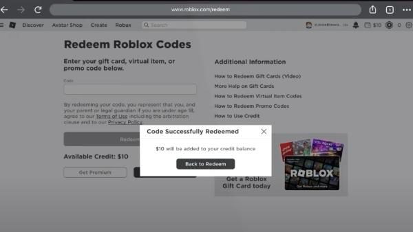 Cómo canjear la tarjeta de regalo de Roblox 3