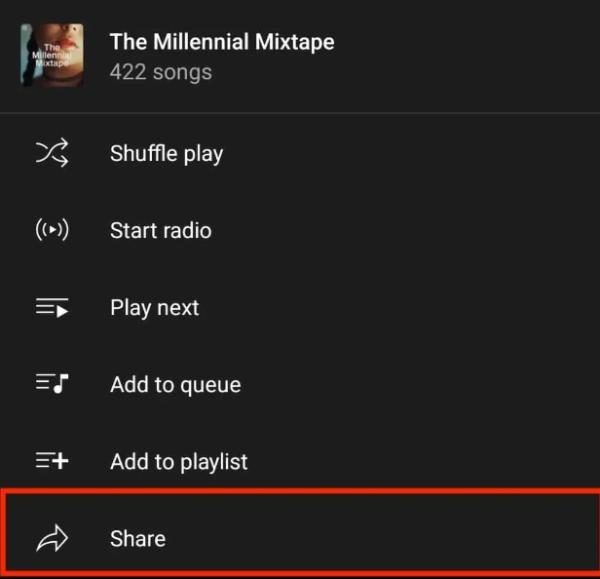 YouTube Music プレイリストを共有する方法 2