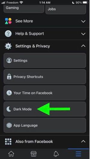 Kako isključiti tamni način rada Facebooka 1
