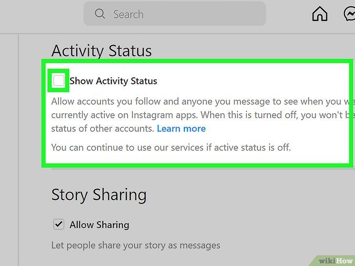 Désactiver le statut d&#39;activité Instagram à partir du Web