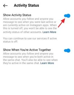 Désactiver le statut actif sur Instagram