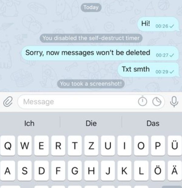 Sending messages in Telegram secret chat