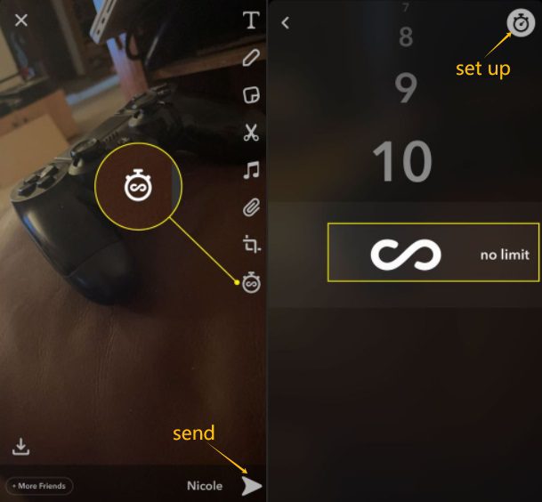 timer on Snapchat Snaps