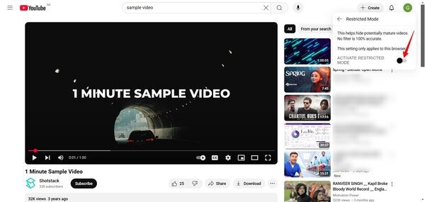 YouTube&#39;un kısıtlı modunu etkinleştirin