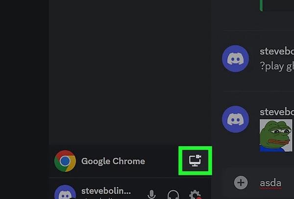 premi l&#39;icona dello streaming su Discord