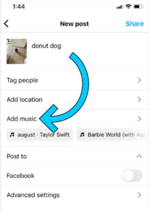 menambahkan musik ke postingan Instagram