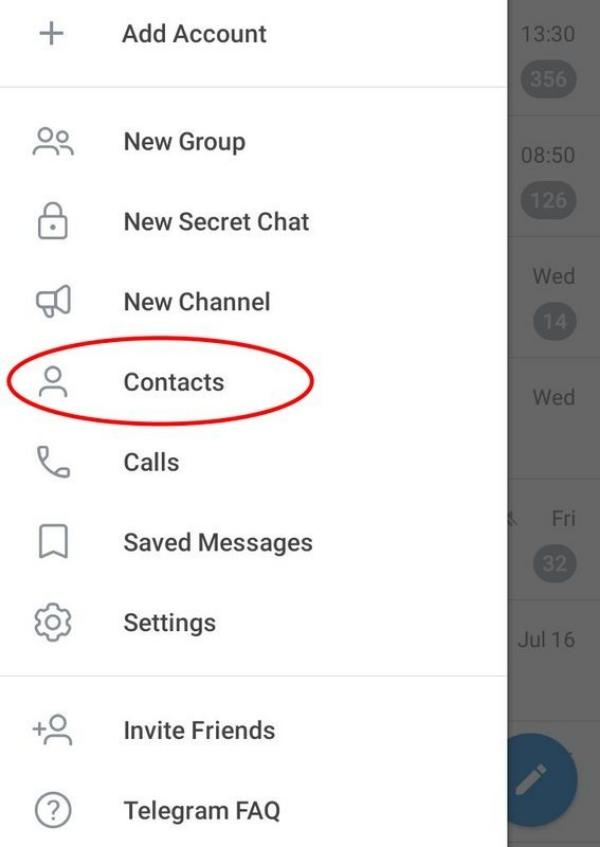 Click the Contacts button