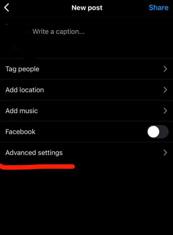 advanced settings on instagram