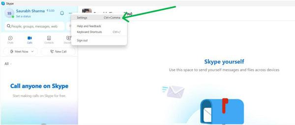 click on settings on Skype