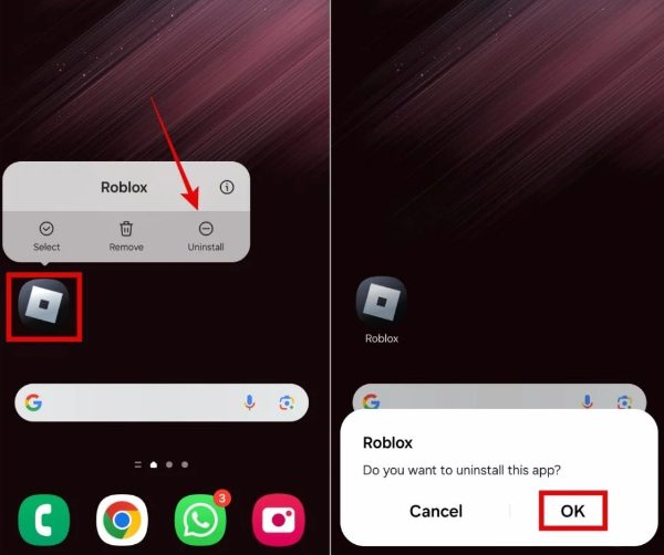 Elimina Roblox su Android