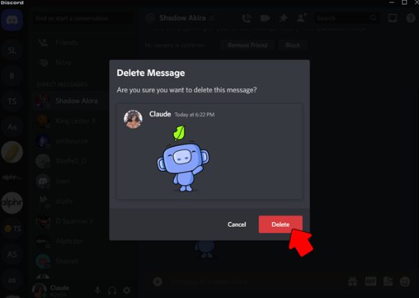 ยืนยันการลบข้อความ Discord