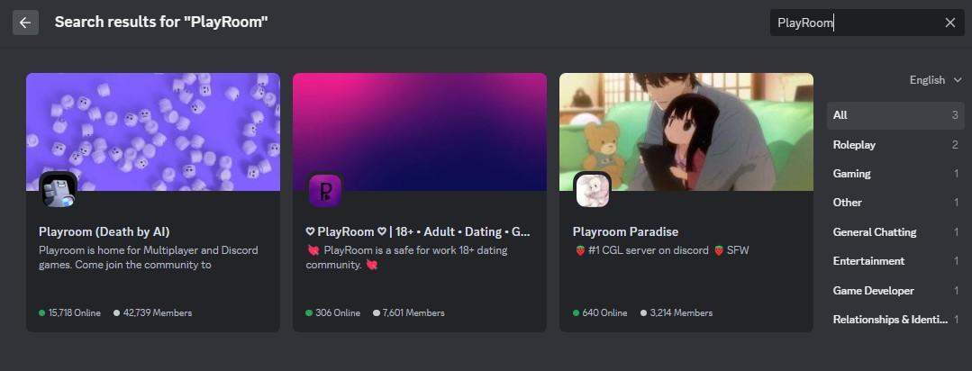 Cerca nel server discord a cui desideri partecipare