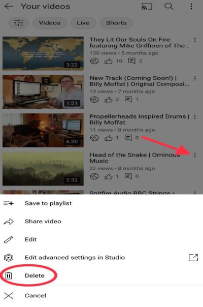 Come eliminare un video di YouTube usando il tuo telefono 2