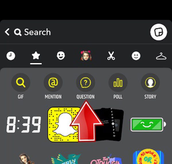 Snapchat -Frageaufkleber