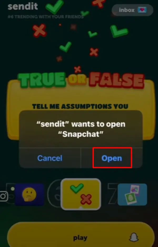 Lassen Sie Sendit Snapchat öffnen.