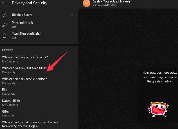 change the Last Seen & Online Settings change the Last Seen & Online Settings