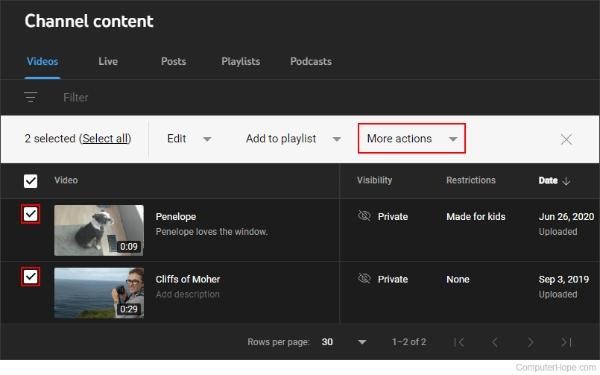Elimina più video contemporaneamente su YouTube 3