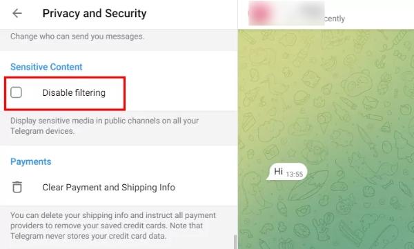 Disable filtering Disable filtering